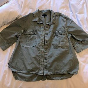 J Crew size 14 cropped sleeve army shirt
